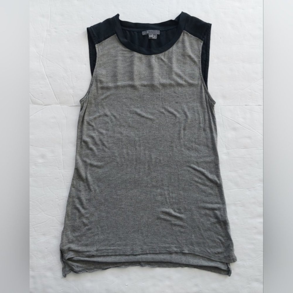 Vince Sleeveless Colour Block High Low Hem Top